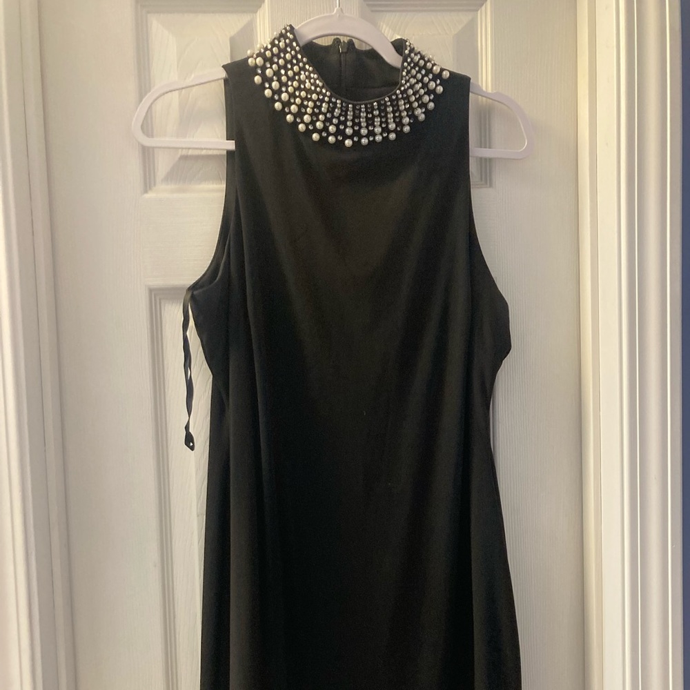 SLNY Pearl collar dress